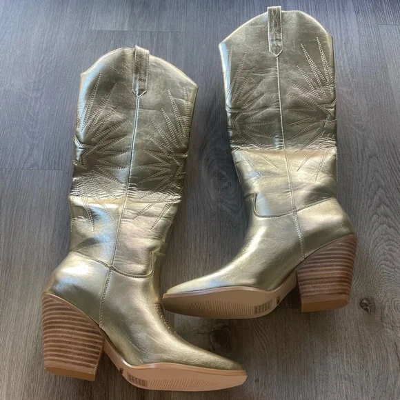 billini constance gold metallic western statement festival cowboy boots size 7 - Picture 4 of 11